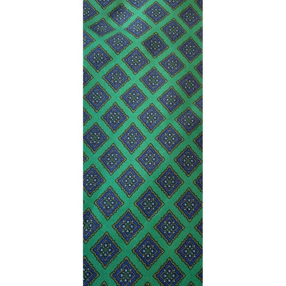 BATTISTONI Green Geometric Silk Tie  ITALY 58"/ 3.5" EC - Picture 4 of 4